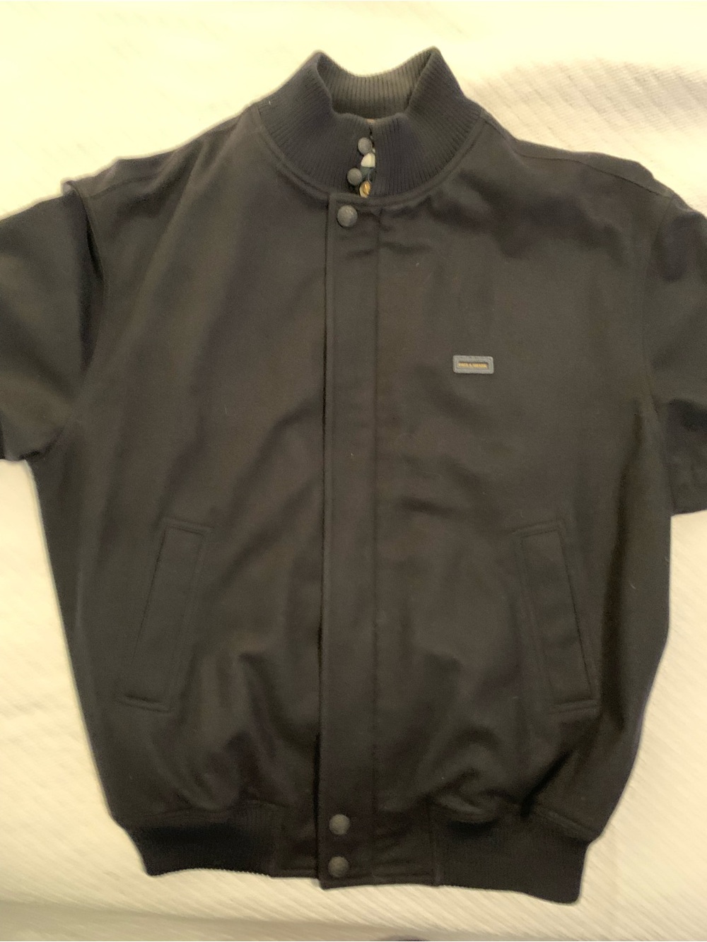 Paul & Shark Black Bomber Jacket with Snap Placket